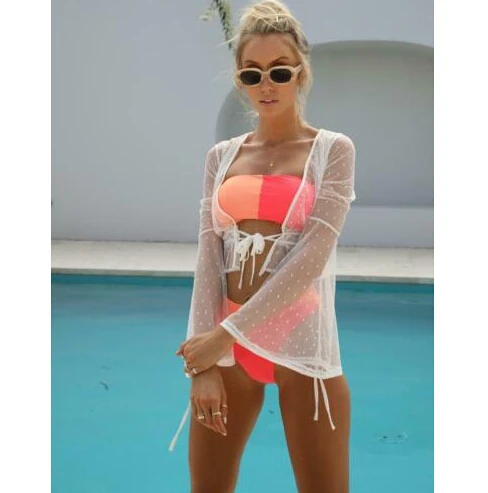 2019 Sexy Swimwear Mesh Sheer Tops Sexy V-neck Women Transparent Bikini Smock Cover-up Perspective Beach Cover Up Wrap Crop Tops
2019 Sexy Swimwear Mesh Sheer Tops Sexy V-neck Women Transparent Bikini Smock Cover-up Perspective Beach Cover Up Wrap Crop Tops