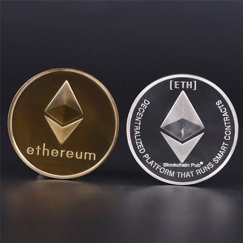 Hot! Gold /& Silver Plated Commemorative Collectible Iron ETH Ethereum Miner Coin