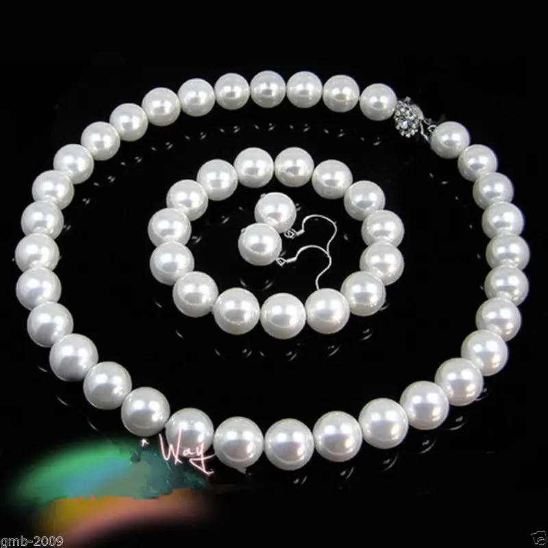 Hot sale new Style >>>>>New 10MM White South Sea Shell Pearl Necklace Bracelet Earrings A Set AAA 
Hot sale new Style >>>>>New 10MM White South Sea Shell Pearl Necklace Bracelet Earrings A Set AAA