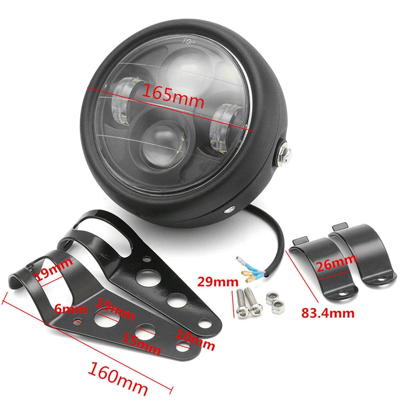 JX-LCLYL Universal 6.5" Motorcycle LED Projector Headlight Lamp+Bracket For Harley