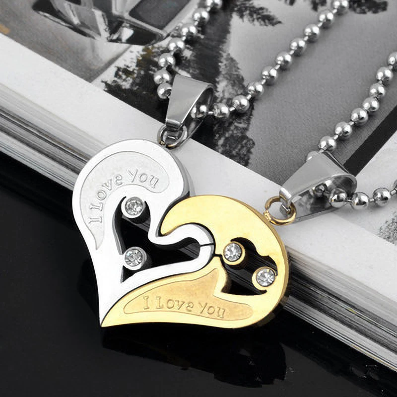 2Pcs Couple Jewelry Love Heart Pendant Necklaces for Women Men Gold Silver Necklace Stainless Steel Engrave I Love You ketting
2Pcs Couple Jewelry Love Heart Pendant Necklaces for Women Men Gold Silver Necklace Stainless Steel Engrave I Love You ketting