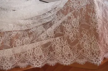 Ivory Chantilly lace fabric, bridal eyelash french lace, retro wedding lace fabric with scalloped borders MF121
Ivory Chantilly lace fabric, bridal eyelash french lace, retro wedding lace fabric with scalloped borders MF121