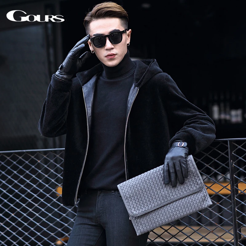Gours Winter Genuine Leather Jackets for Men Fashion Brand Black Sheepskin Shearling Jacket and Coats Warm New Arrival HS1809HAT
Gours Winter Genuine Leather Jackets for Men Fashion Brand Black Sheepskin Shearling Jacket and Coats Warm New Arrival HS1809HAT