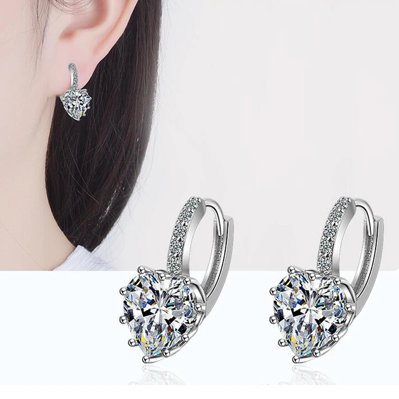 Utimtree New Lovely Heart Earrings Silver 925 Sterling Jewelry Rhinestone Crystal Wedding Hoop Earring for Women Brincos Bijoux
Utimtree New Lovely Heart Earrings Silver 925 Sterling Jewelry Rhinestone Crystal Wedding Hoop Earring for Women Brincos Bijoux