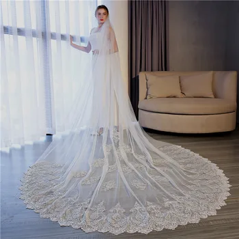 Wedding Accessories 2019 Appliques Tulle Long Cathedral Wedding Veil Lace Edge Bridal Veil with Comb veu de noiva longo
Wedding Accessories 2019 Appliques Tulle Long Cathedral Wedding Veil Lace Edge Bridal Veil with Comb veu de noiva longo