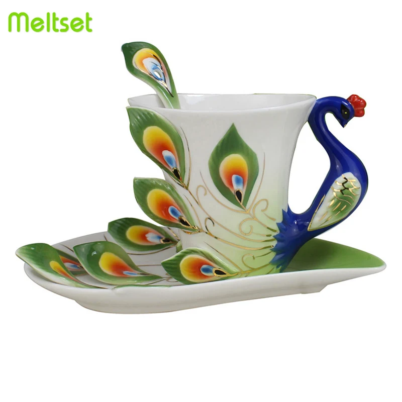 Pretty 1 Set Peacock Coffee Cup with Spoon Enamel Porcelain 3D Ceramic Coffee Milk Cup Saucer Sets for Home Decoration Dish Gift
Pretty 1 Set Peacock Coffee Cup with Spoon Enamel Porcelain 3D Ceramic Coffee Milk Cup Saucer Sets for Home Decoration Dish Gift
