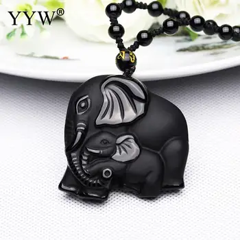 Natural Stone Black Obsidian Carved Mother & Baby Elephant Amulet Lucky Pendant Necklace Men Women Jewelry Chinese Handmade Gift
Natural Stone Black Obsidian Carved Mother & Baby Elephant Amulet Lucky Pendant Necklace Men Women Jewelry Chinese Handmade Gift