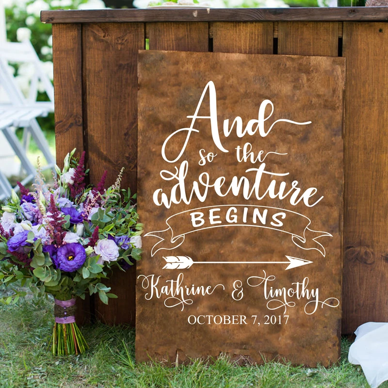 Wedding Adventure Begins Welcome Decal Customized Wall Vinyl Sticker Chalkboard Mirrors Rustic Wooden Classic Decoration G45
Wedding Adventure Begins Welcome Decal Customized Wall Vinyl Sticker Chalkboard Mirrors Rustic Wooden Classic Decoration G45