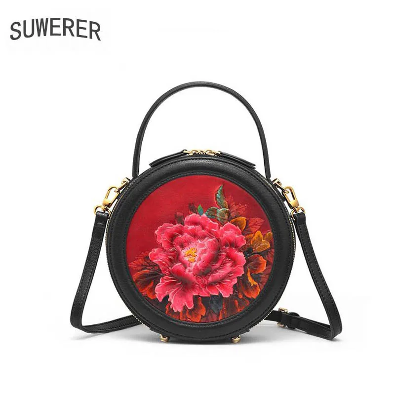 SUWERER 2019 New Women Genuine Leather bags luxury handbags women bag designer cow Embossed Round bag women leather shoulder bag
SUWERER 2019 New Women Genuine Leather bags luxury handbags women bag designer cow Embossed Round bag women leather shoulder bag