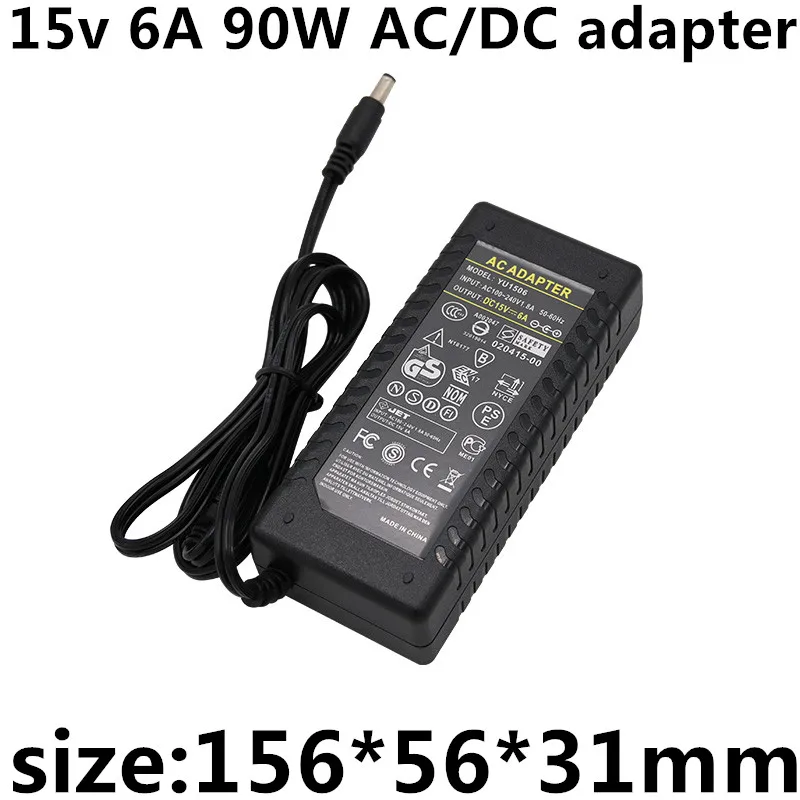 AC DC Adapter DC 15V 6A 90W 5.5*2.1 AC 110-220V Converter Adapter Charger Power Supply EU Plug US plug Black Wholesale
AC DC Adapter DC 15V 6A 90W 5.5*2.1 AC 110-220V Converter Adapter Charger Power Supply EU Plug US plug Black Wholesale
