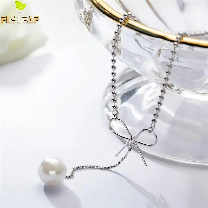 Flyleaf Pearl Fringe Bow Fashion Chain Real 925 Sterling Silver Choker Necklace Women Fine Jewelry Simple High Quality Wedding 
Flyleaf Pearl Fringe Bow Fashion Chain Real 925 Sterling Silver Choker Necklace Women Fine Jewelry Simple High Quality Wedding