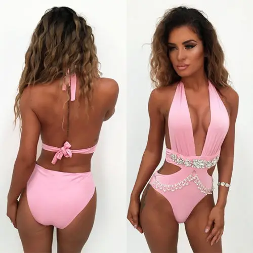 Hot Summer Women Swimsuit Push Up Padded Crystal Bikini Halter Solid Backless Swimwear Bathing One Piece Monokini
Hot Summer Women Swimsuit Push Up Padded Crystal Bikini Halter Solid Backless Swimwear Bathing One Piece Monokini
