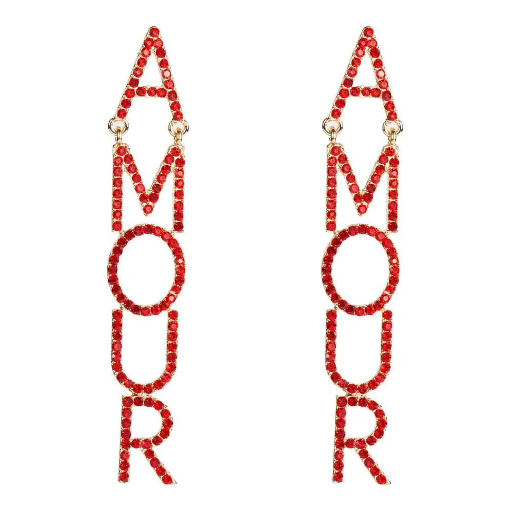 Fashion Brand Red Rhinestone Letters Dangle Earrings for Women Jewelry Pub Club Style Statement Earrings Accessories Wholesale
Fashion Brand Red Rhinestone Letters Dangle Earrings for Women Jewelry Pub Club Style Statement Earrings Accessories Wholesale