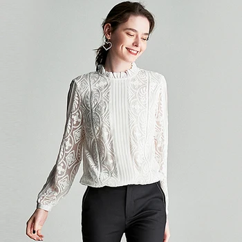 100% Silk Blouse Women Shirt Solid Vintage Embroidery Pleated Design Ruffles O Neck Long Sleeves Graceful Style New Fashion 2019
100% Silk Blouse Women Shirt Solid Vintage Embroidery Pleated Design Ruffles O Neck Long Sleeves Graceful Style New Fashion 2019
