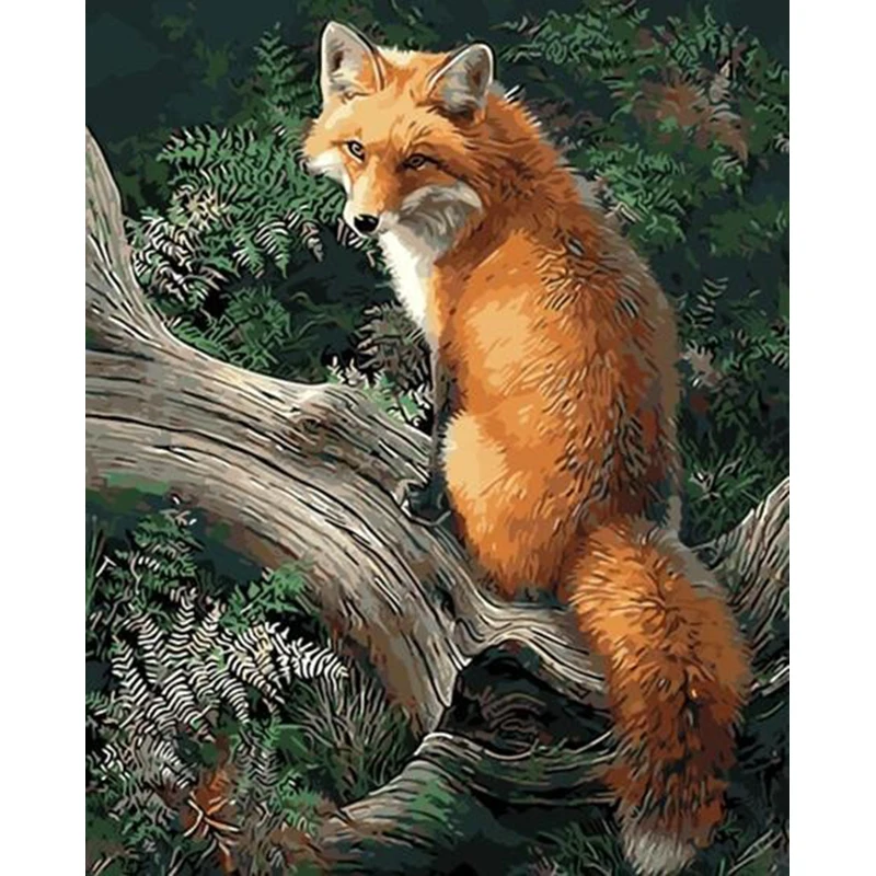 Frameless Picture Animals Fox DIY Painting By Numbers Kits Acrylic Paint Home Wall Art Decor For Unique Gift 40x50cm | Дом и сад