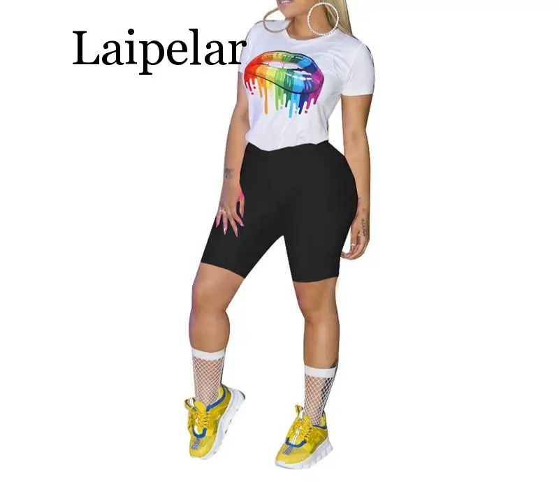 Laipelar Rainbow Lips Print Sexy Two Piece Set Clothes For Women O Neck Short Sleeve T Shirt And Biker Shorts Suit Summer
Laipelar Rainbow Lips Print Sexy Two Piece Set Clothes For Women O Neck Short Sleeve T Shirt And Biker Shorts Suit Summer