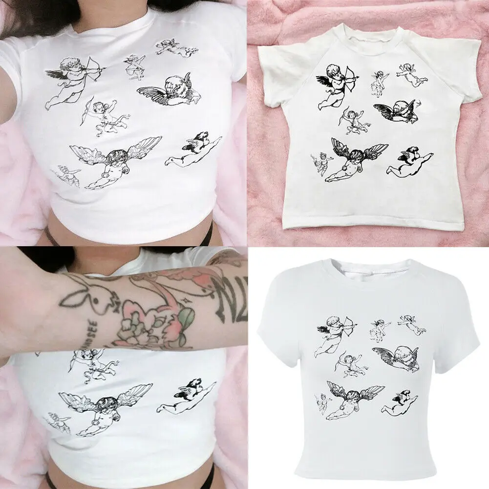 2019 Newest Summer Women Hot Fashion Design T-Shirt Short Sleeve Angel Printed Casual Slimmer Skinny Tops Shirt Daily Casual Tee
2019 Newest Summer Women Hot Fashion Design T-Shirt Short Sleeve Angel Printed Casual Slimmer Skinny Tops Shirt Daily Casual Tee