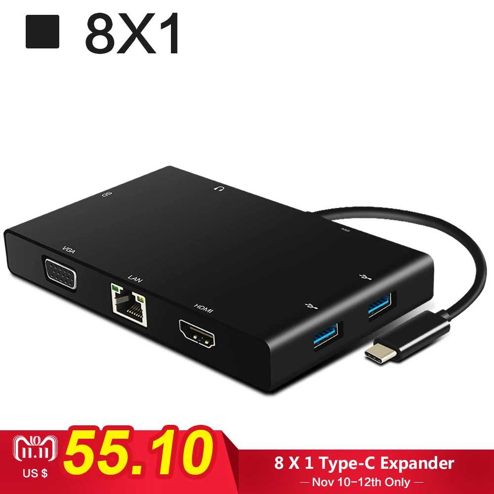 USB 3.1 type-c to HDMI VGA 8 in 1 Adapter type c to vga lan usb 3.0 3.5 audio type-c
USB 3.1 type-c to HDMI VGA 8 in 1 Adapter type c to vga lan usb 3.0 3.5 audio type-c