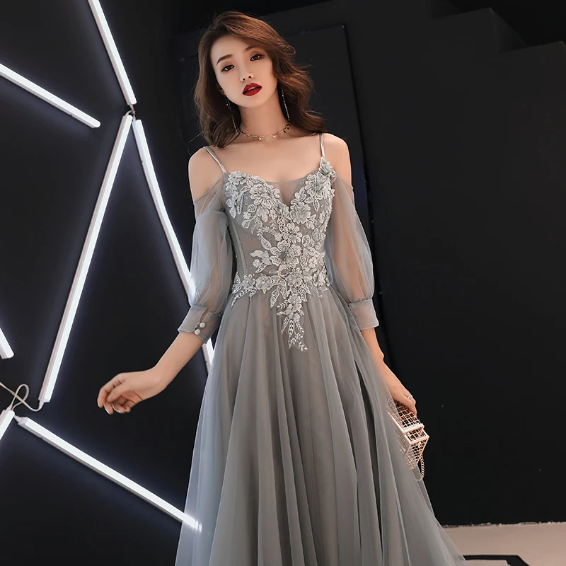 Grey Appliques Perspective Women Maxi Evening Dress Vestidos Sexy Luxury Elegant Mesh Dresses Long Hollow Out Robe De Soiree
Grey Appliques Perspective Women Maxi Evening Dress Vestidos Sexy Luxury Elegant Mesh Dresses Long Hollow Out Robe De Soiree