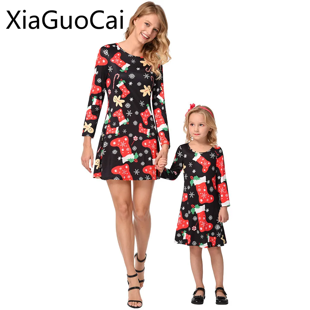 Mother and Daughter Dress 2018 New Snowflake Christmas Stocking Print Long-sleeved Dress Christmas Mother Daughter Dresses
Mother and Daughter Dress 2018 New Snowflake Christmas Stocking Print Long-sleeved Dress Christmas Mother Daughter Dresses