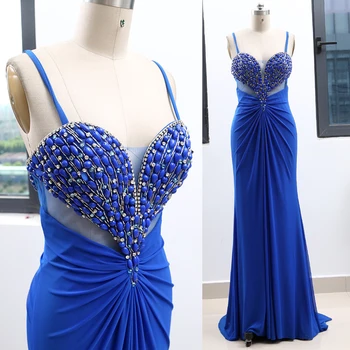 Blue Sheath Strap Floor-Length Crystal Jersey Prom Party Formal Evening Dress M 263433
Blue Sheath Strap Floor-Length Crystal Jersey Prom Party Formal Evening Dress M 263433