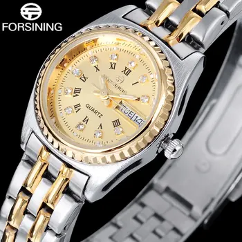 FORSINING Luxury Brand Ladies Watch Silver Gold Steel Band Quartz Waeches Gold Case Wristwatches Luminous Point Display Clock
FORSINING Luxury Brand Ladies Watch Silver Gold Steel Band Quartz Waeches Gold Case Wristwatches Luminous Point Display Clock