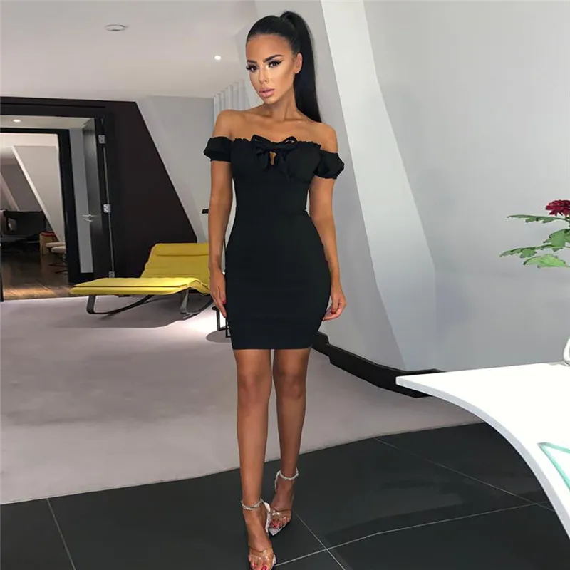 Oufisun 2019 Summer Black Strapless Slim Mini Dresses Sexy Off The Shoulder Empire Party Dress Women's Backless Bow Sheath Dress
Oufisun 2019 Summer Black Strapless Slim Mini Dresses Sexy Off The Shoulder Empire Party Dress Women's Backless Bow Sheath Dress