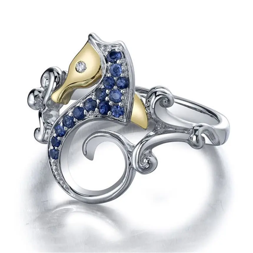 Hot Sale Hippocampus Inlay Blue Zircon Women Rings 2019 Fashion Brand Jewelry Creative Unique Animal Hippocampus Rings Dropship
Hot Sale Hippocampus Inlay Blue Zircon Women Rings 2019 Fashion Brand Jewelry Creative Unique Animal Hippocampus Rings Dropship