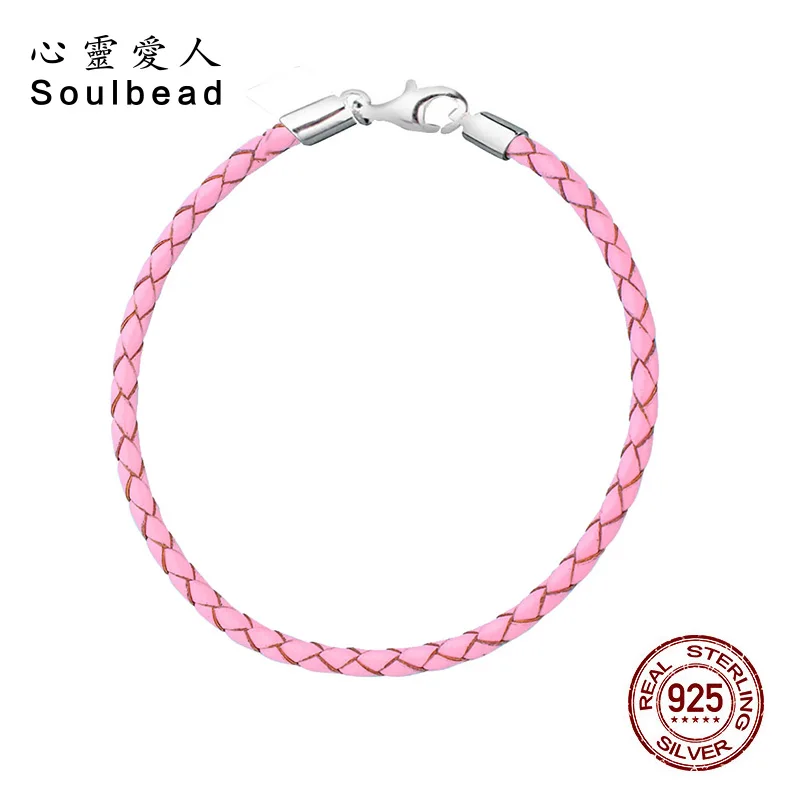 Soulbead Black Pink White High Grade Italian Braided Leather Bracelet with 925 Sterling Silver Lobster Clasp Bracelet for Gift
Soulbead Black Pink White High Grade Italian Braided Leather Bracelet with 925 Sterling Silver Lobster Clasp Bracelet for Gift