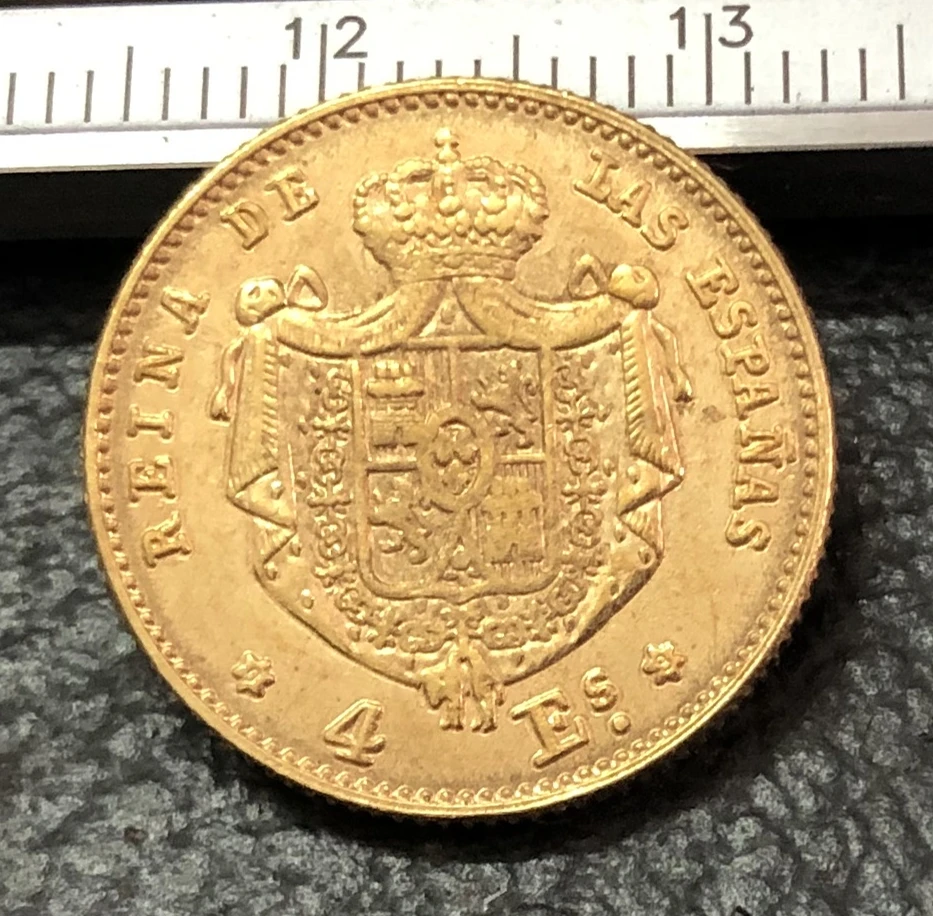 

1868 Spain 4 Escudos-Isabel II Gold Copy Coin