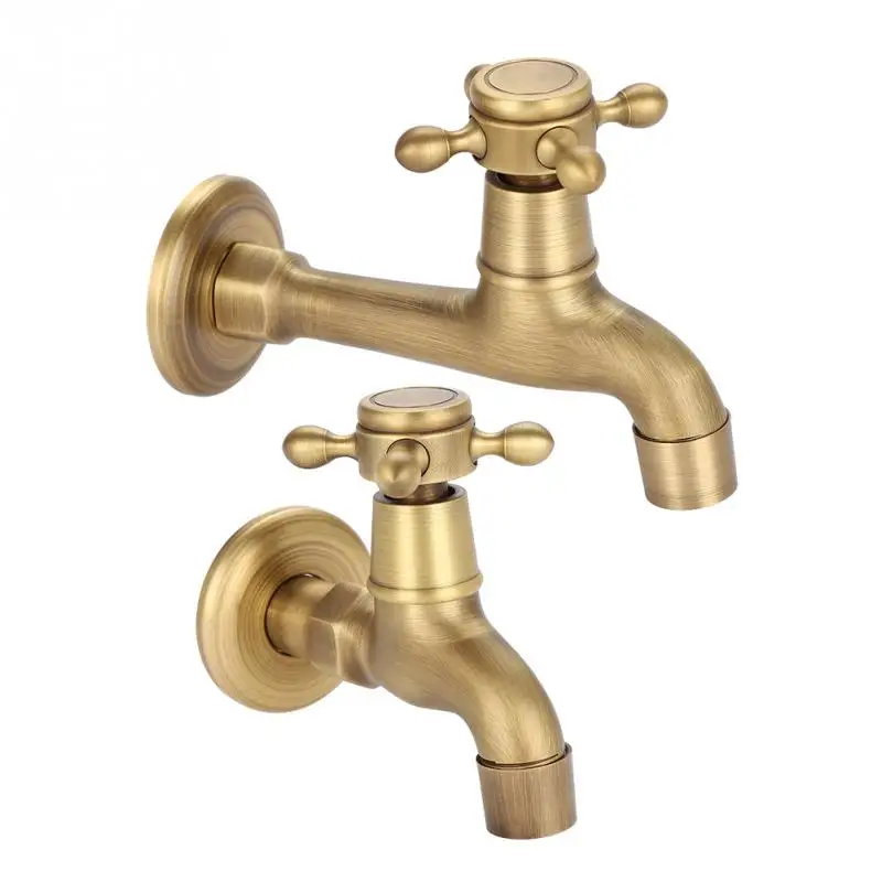 

Antique Brass Wall Mount Faucet Retro Tap Garden Water Tap And Mop Pool Faucet Laundry Sink Cold Water Taps