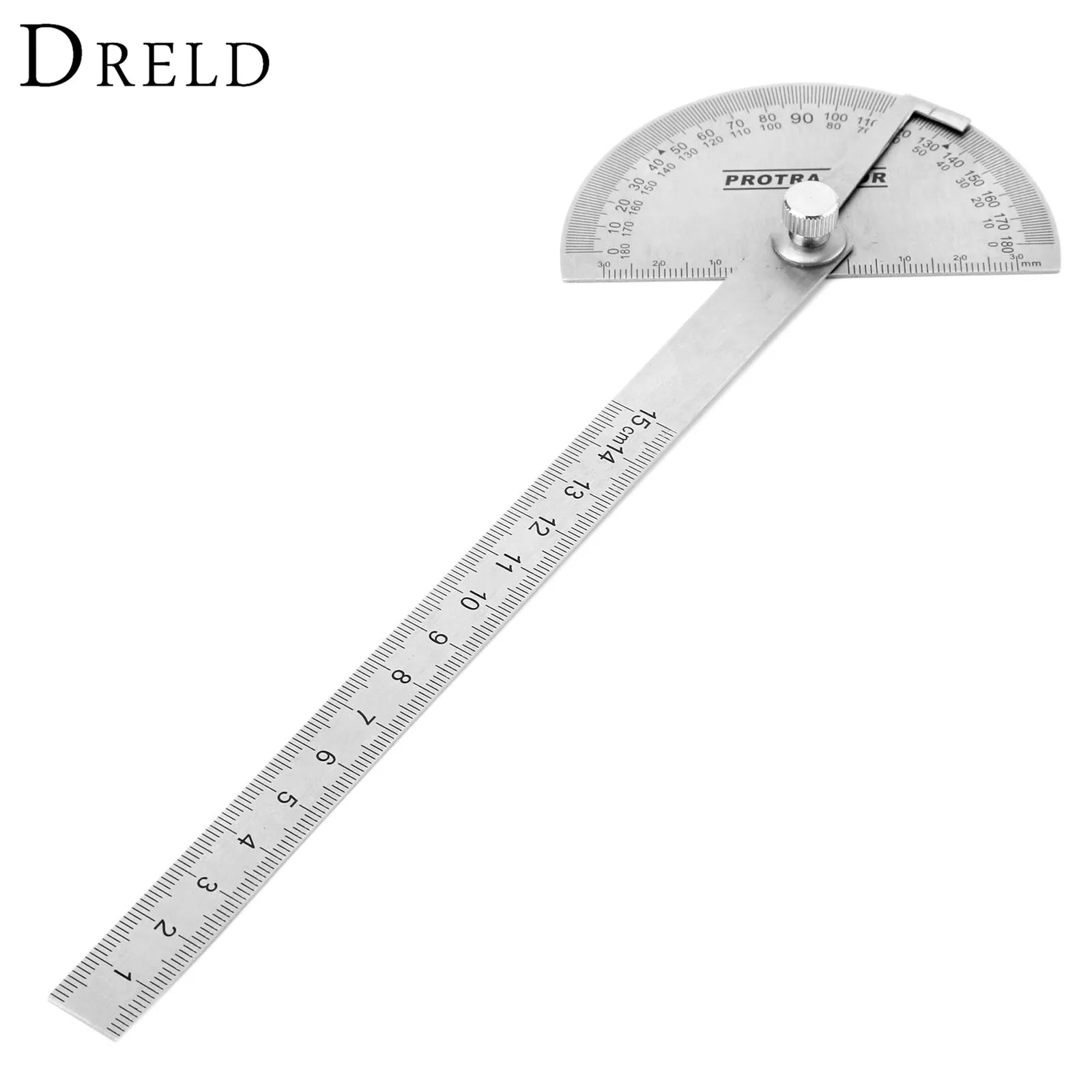 

DRELD 180 Degree Angle Ruler Stainless Steel Protractor Angle Finder Rotary Measuring Gauges Woodworking Measuring Tool 15cm