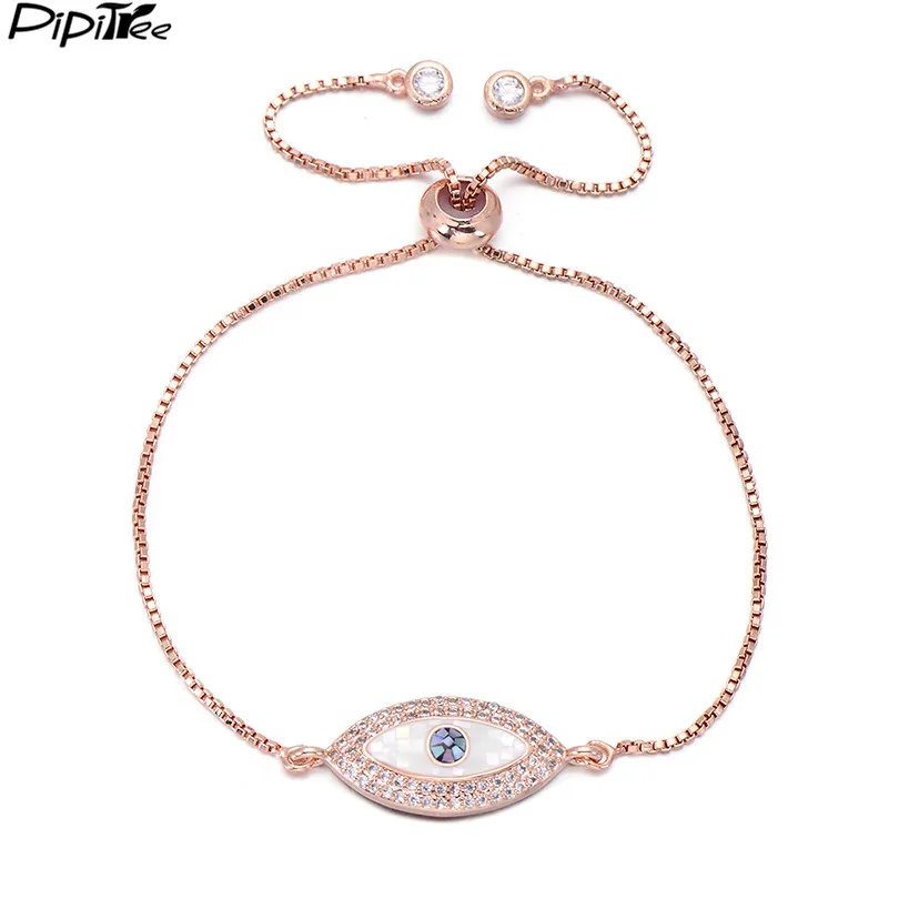 Pipitree Luxury Natural Shell Evil Eye Bracelet Micro CZ Stones Jewelry Adjustable Chain Rose Gold Color Bracelets for Women Men
Pipitree Luxury Natural Shell Evil Eye Bracelet Micro CZ Stones Jewelry Adjustable Chain Rose Gold Color Bracelets for Women Men