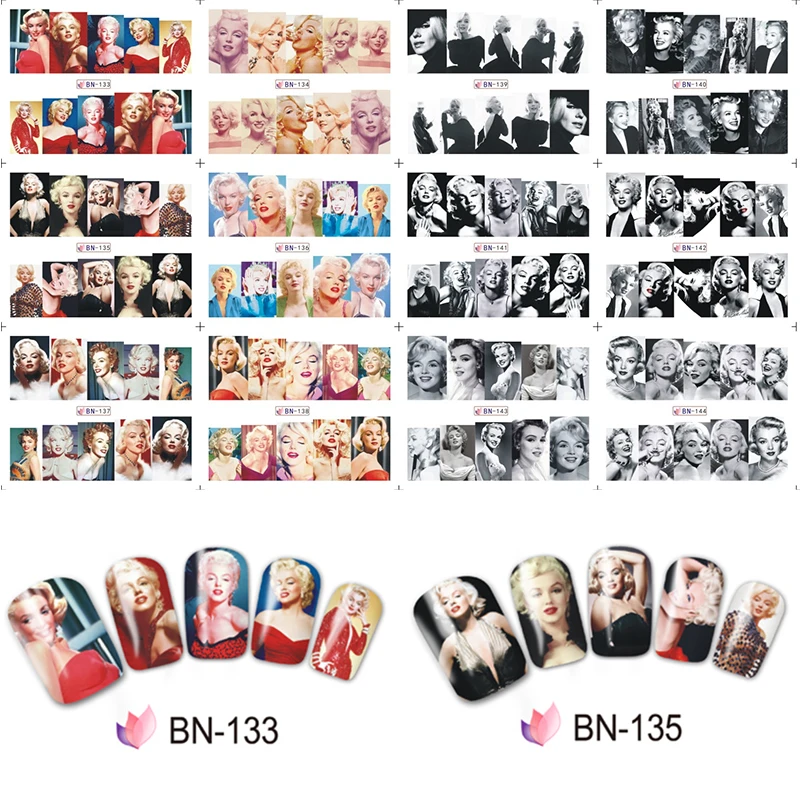 (12 Sheets IN One) Sexy Marilyn Monroe Pattern Nail stickers Water Transfer Stickers Decoration Quality Nail Sticker Tattoo DIY
(12 Sheets IN One) Sexy Marilyn Monroe Pattern Nail stickers Water Transfer Stickers Decoration Quality Nail Sticker Tattoo DIY