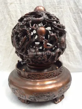 bi00959 13" China Pure Bronze Buddhism FengShui Dragon Head Statue Deer Revolves Ball 
bi00959 13" China Pure Bronze Buddhism FengShui Dragon Head Statue Deer Revolves Ball