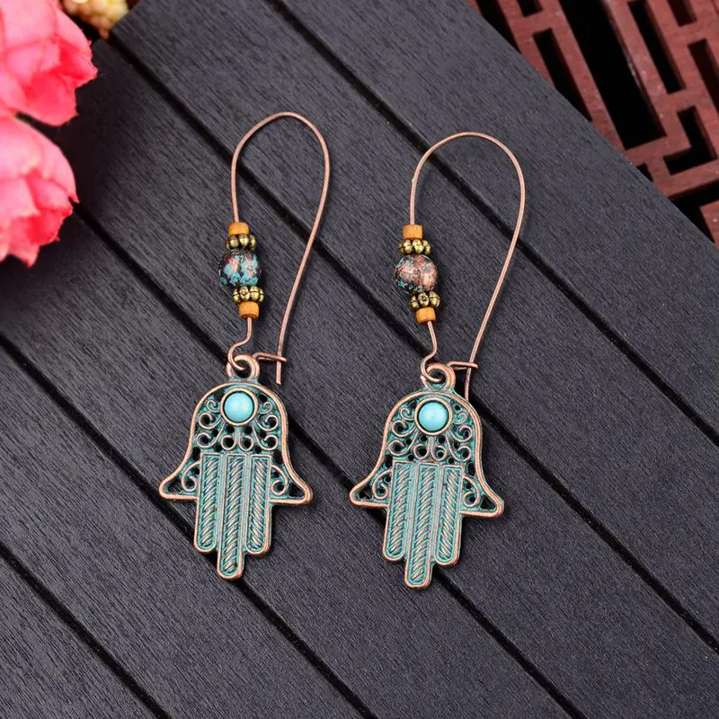 TopHanqi Antique Green Bronze Hamsa Hand Drop Dangle Earrings Women Bohemian Vintage Statement Earrings Jewelry Boucle d'oreille
TopHanqi Antique Green Bronze Hamsa Hand Drop Dangle Earrings Women Bohemian Vintage Statement Earrings Jewelry Boucle d'oreille