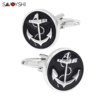 SAVOYSHI Fashion Anchor Cufflinks for Mens Shirt Cuff bottons High Quality Round Black Enamel Cufflinks Gift Brand Jewelry
SAVOYSHI Fashion Anchor Cufflinks for Mens Shirt Cuff bottons High Quality Round Black Enamel Cufflinks Gift Brand Jewelry