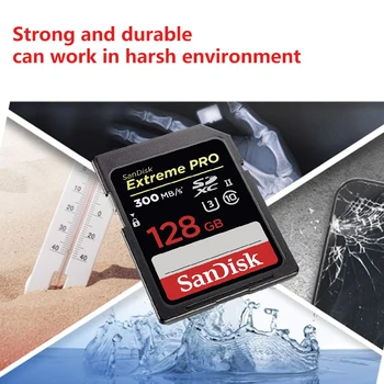 

Original SanDisk Extreme PRO SD Card 300MB/s 32gb 64gb 128gb Memory Card SDHC/SDXC U3 Class10 C10 USH-II For Camera High Speed