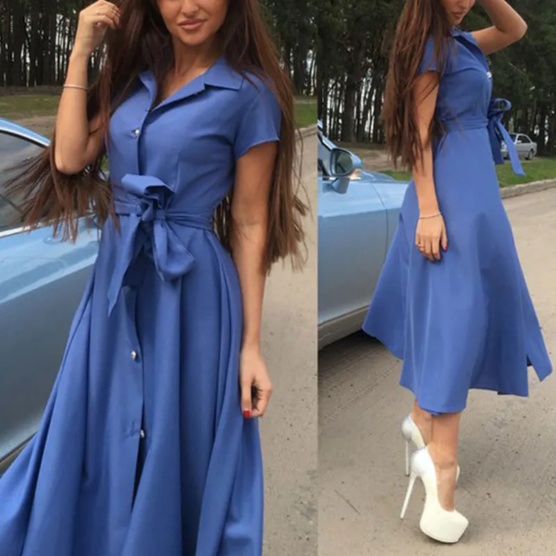 2019 Elegant dress women's spring and summer casual sexy wrapped turn down long dress Sleek minimalist dress party dress
2019 Elegant dress women's spring and summer casual sexy wrapped turn down long dress Sleek minimalist dress party dress