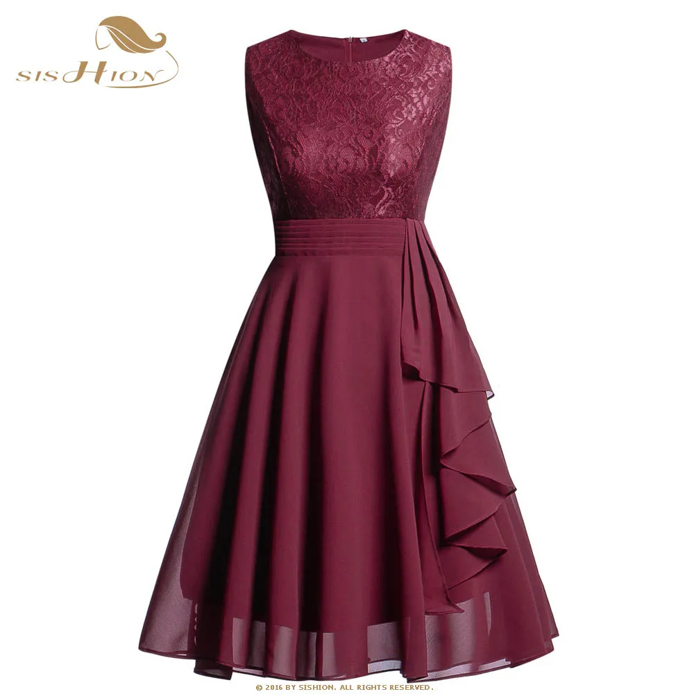 SISHION Summer Chiffon Dress Elegant Women Sleeveless High Waist Pink Navy Blue Wine Red Purple Lace Swing Vintage Dress VD0953
SISHION Summer Chiffon Dress Elegant Women Sleeveless High Waist Pink Navy Blue Wine Red Purple Lace Swing Vintage Dress VD0953
