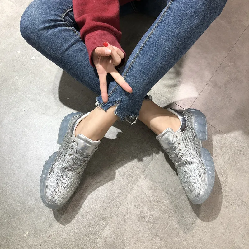 Silver crystal vulcanize shoes woman rhinestone transparent PVC platform sneakers women breathable casual shoes flats new
Silver crystal vulcanize shoes woman rhinestone transparent PVC platform sneakers women breathable casual shoes flats new