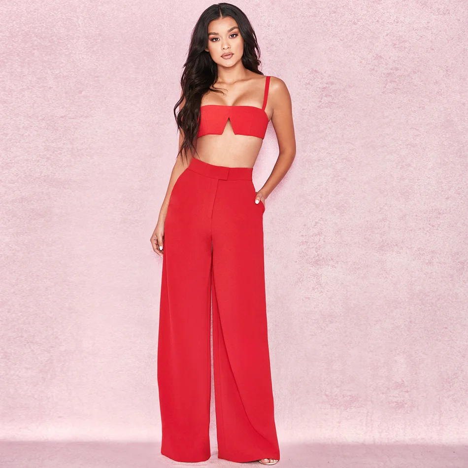 Hot Two Piece Spaghetti Strap Camisole Sleeveless Crepe Legged Trousers Wide Leg Bodycon Pants Set
Hot Two Piece Spaghetti Strap Camisole Sleeveless Crepe Legged Trousers Wide Leg Bodycon Pants Set