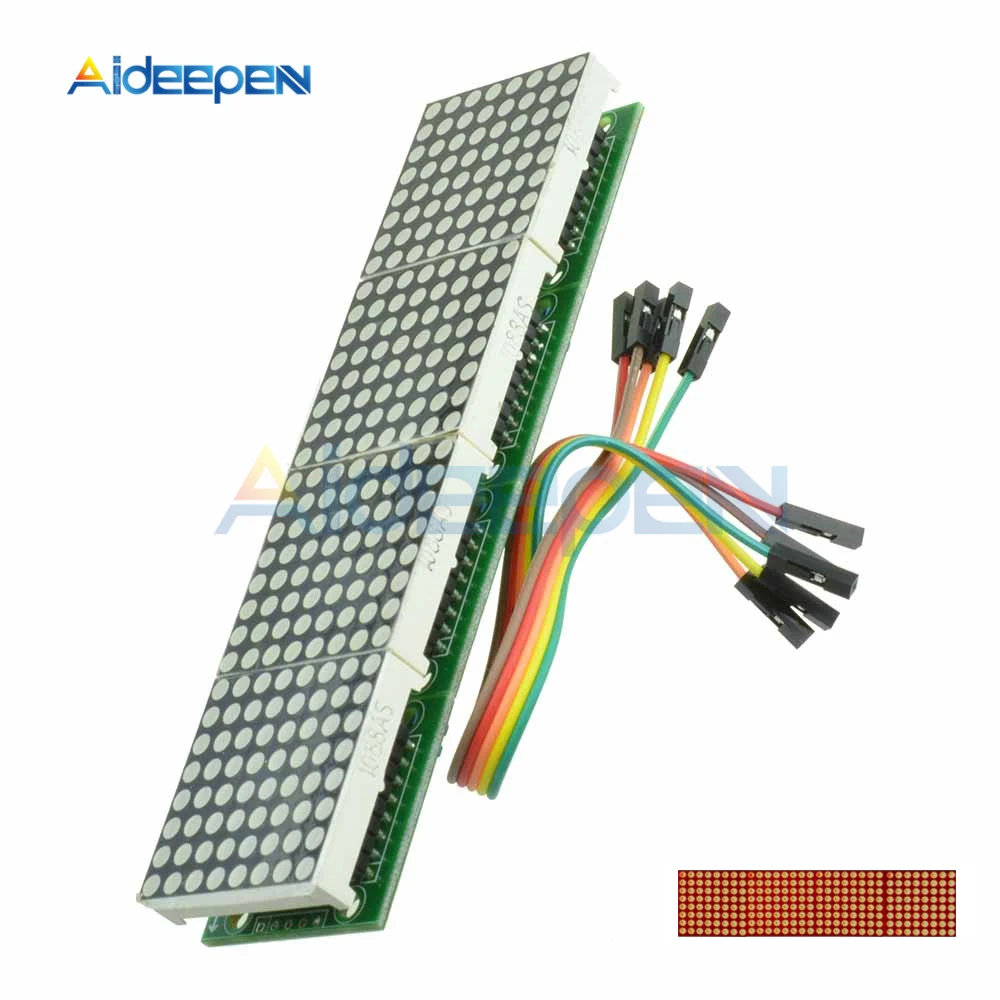 MAX7219 LED Microcontroller 4 In 1 Display With 5P Line Dot Matrix Control Module for Arduino Red Display
MAX7219 LED Microcontroller 4 In 1 Display With 5P Line Dot Matrix Control Module for Arduino Red Display