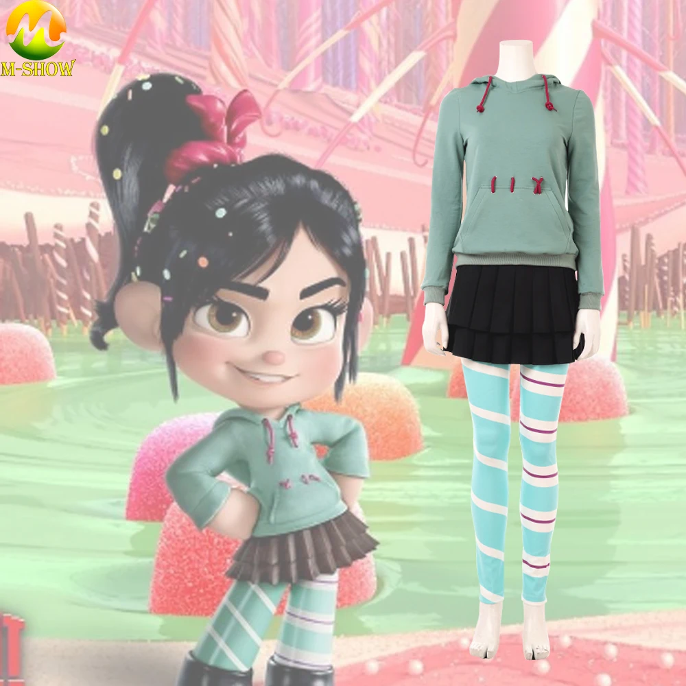 Ralph Breaks the Internet: Wreck-It Ralph 2 Vanellope von Schweetz Cosplay Costume Custom Green Sweatshirt Skirt Leggings
Ralph Breaks the Internet: Wreck-It Ralph 2 Vanellope von Schweetz Cosplay Costume Custom Green Sweatshirt Skirt Leggings