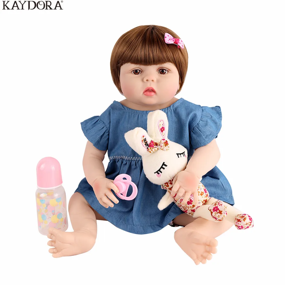 

KAYDORA Full Silicone 22inch 55cm Reborn Baby Dolls Lifelike Bebe Realistic Lifelike Menina Kid Boneca Toys Grils Gift