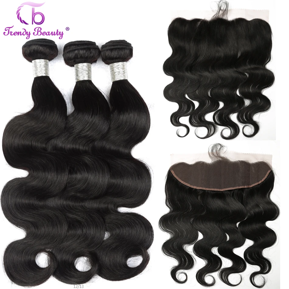 Trendy Beauty Hair Brazilian Body Wave Human Hair 3 Bundles with 13x4 Ear To Ear Lace Frontal Closure Non Remy 4pcs/lot
Trendy Beauty Hair Brazilian Body Wave Human Hair 3 Bundles with 13x4 Ear To Ear Lace Frontal Closure Non Remy 4pcs/lot