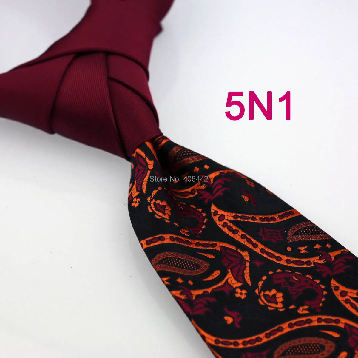 Галстуки Yibei Coachella бордовые галстуки с узлом контрастный черный/оранжевый