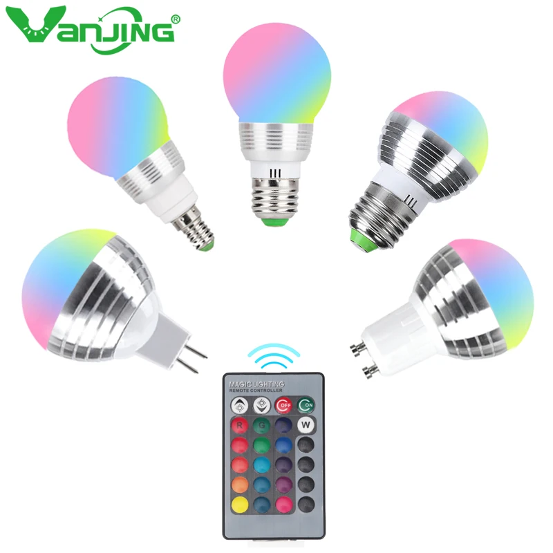LED RGB Bulb Lamp E27 E14 GU10 85-265V MR16 12V LED Changeable Spotlight 3W Magic Holiday Lighting IR Remote Control 16 Colors
LED RGB Bulb Lamp E27 E14 GU10 85-265V MR16 12V LED Changeable Spotlight 3W Magic Holiday Lighting IR Remote Control 16 Colors