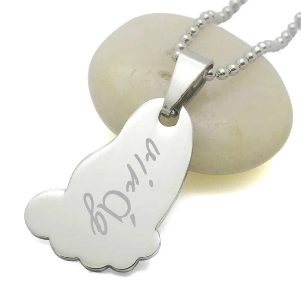 Customized Silver Tone Name Text Engraving Stainless Steel Footprint Charm Pendant Necklace
Customized Silver Tone Name Text Engraving Stainless Steel Footprint Charm Pendant Necklace