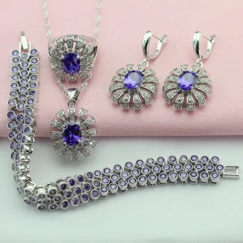 ASHLEY Purple White Stone Silver Color Jewelry Sets Bijouterie For Women Earrings/Bracelet/Pendant/Necklace/Ring Free Gift Box
ASHLEY Purple White Stone Silver Color Jewelry Sets Bijouterie For Women Earrings/Bracelet/Pendant/Necklace/Ring Free Gift Box